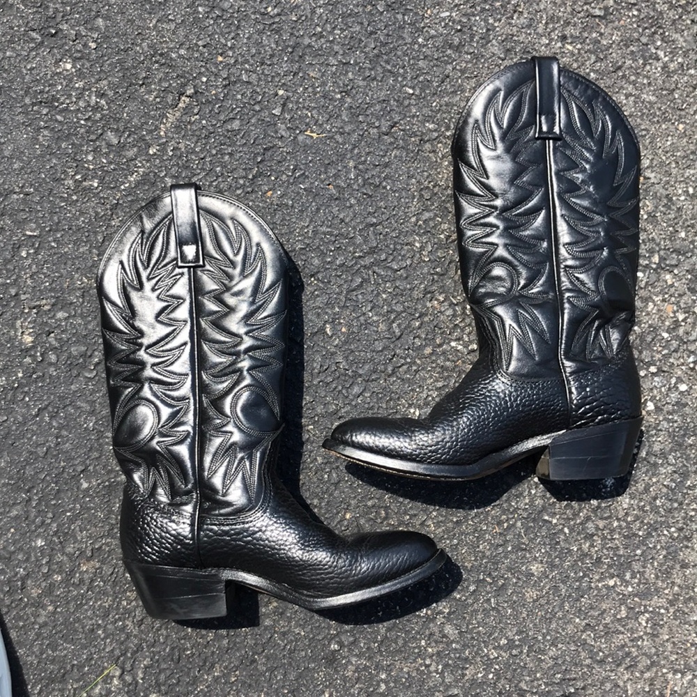 Vintage PALOMINO Black Leather Cowboy Boots-6D